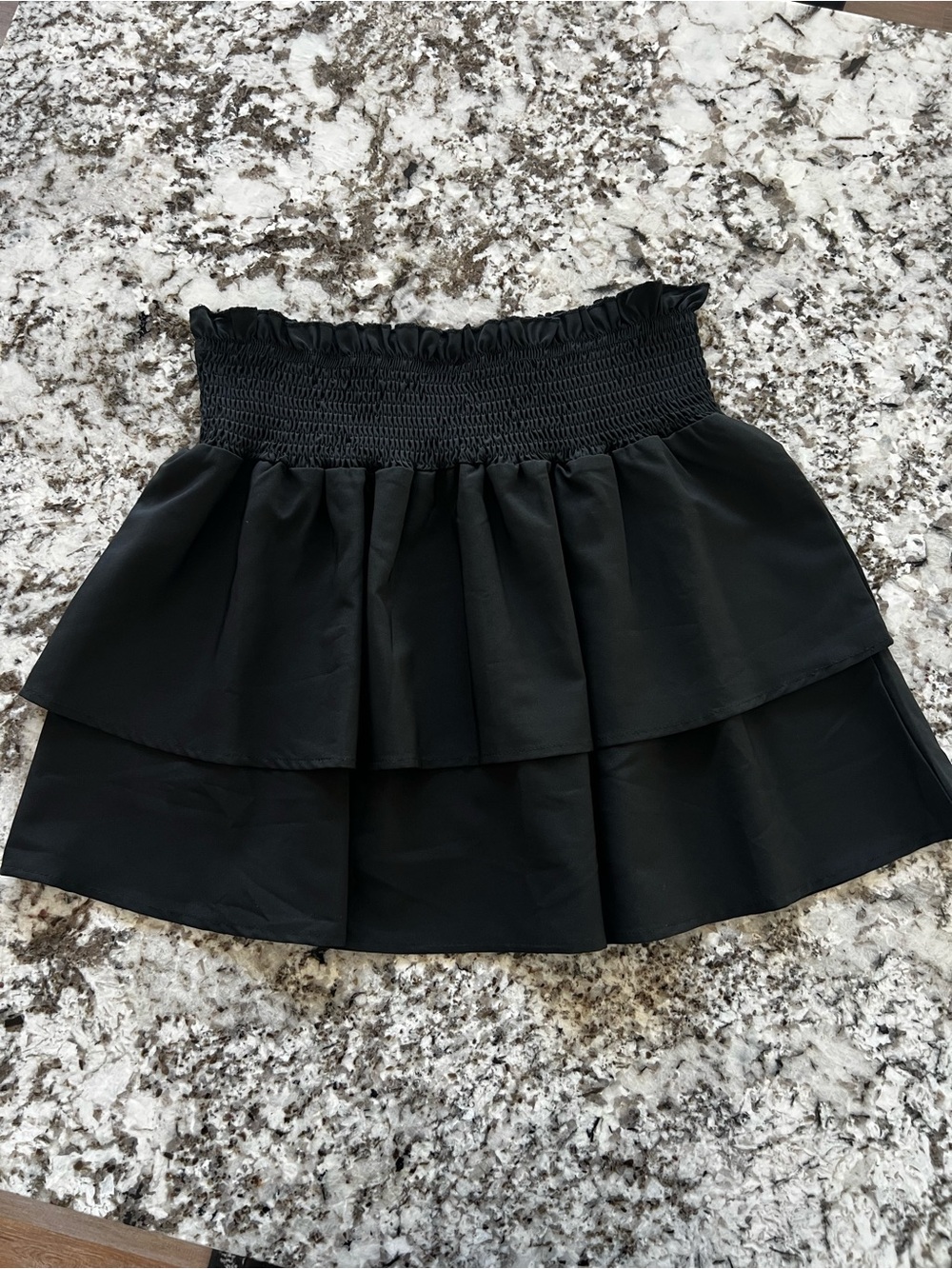 Black Tiered Smocked Waist Skirt - Women